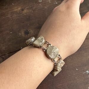 Stone Bracelet with Silver-toned Bracelet
